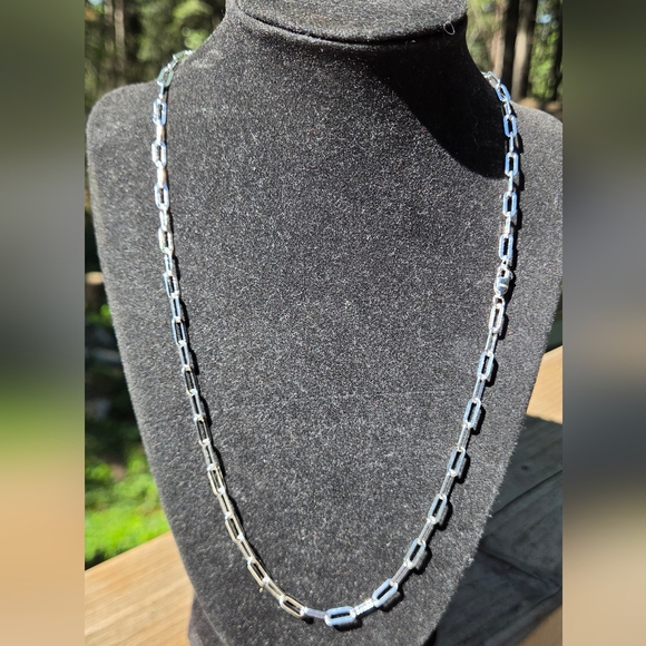 Sterling Silver Paperclip Link Necklace Sz22" Unisex - Picture 5 of 6